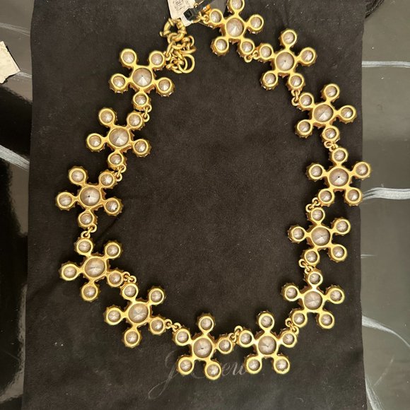 J.Crew Gold Crystal Flower Statement Necklace - Picture 5 of 7